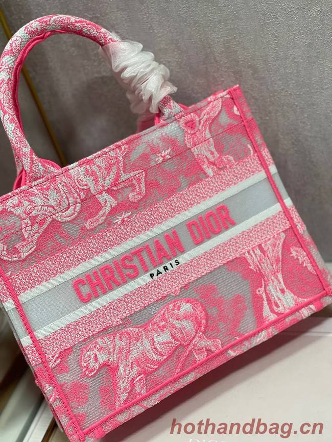 SMALL DIOR BOOK TOTE pink Toile de Jouy Reverse Embroidery M1265ZRGO