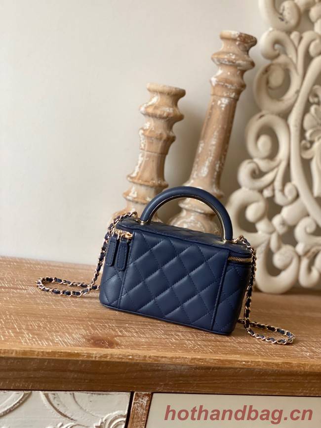 Chanel mini Shoulder Bag Lambskin & Gold-Tone Metal 81208 dark blue