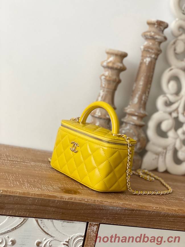 Chanel mini Shoulder Bag Lambskin & Gold-Tone Metal 81208 yellow