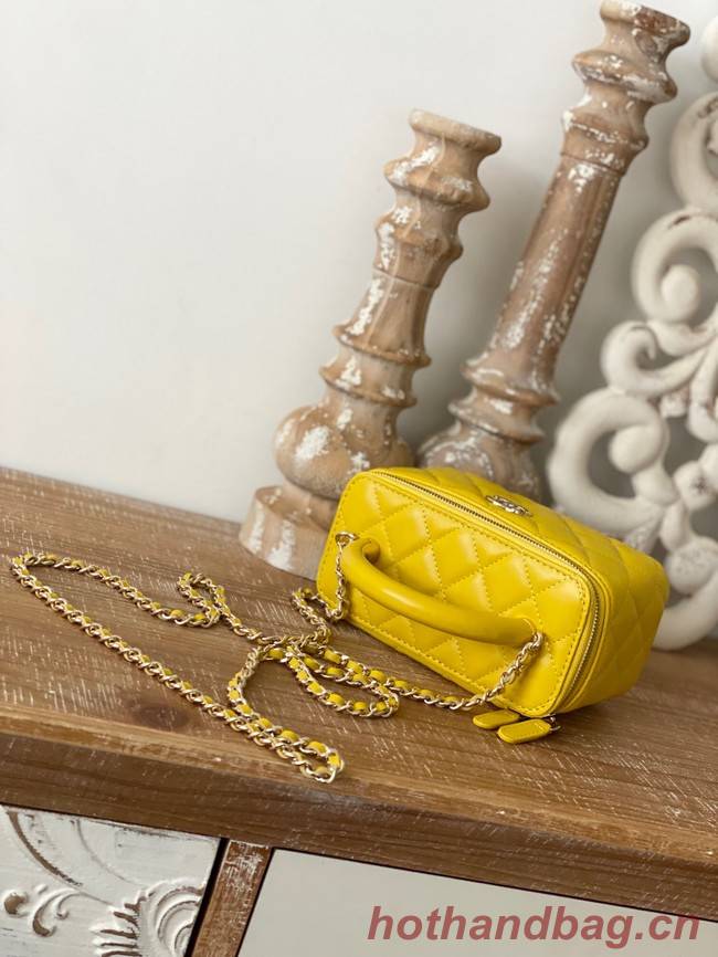 Chanel mini Shoulder Bag Lambskin & Gold-Tone Metal 81208 yellow