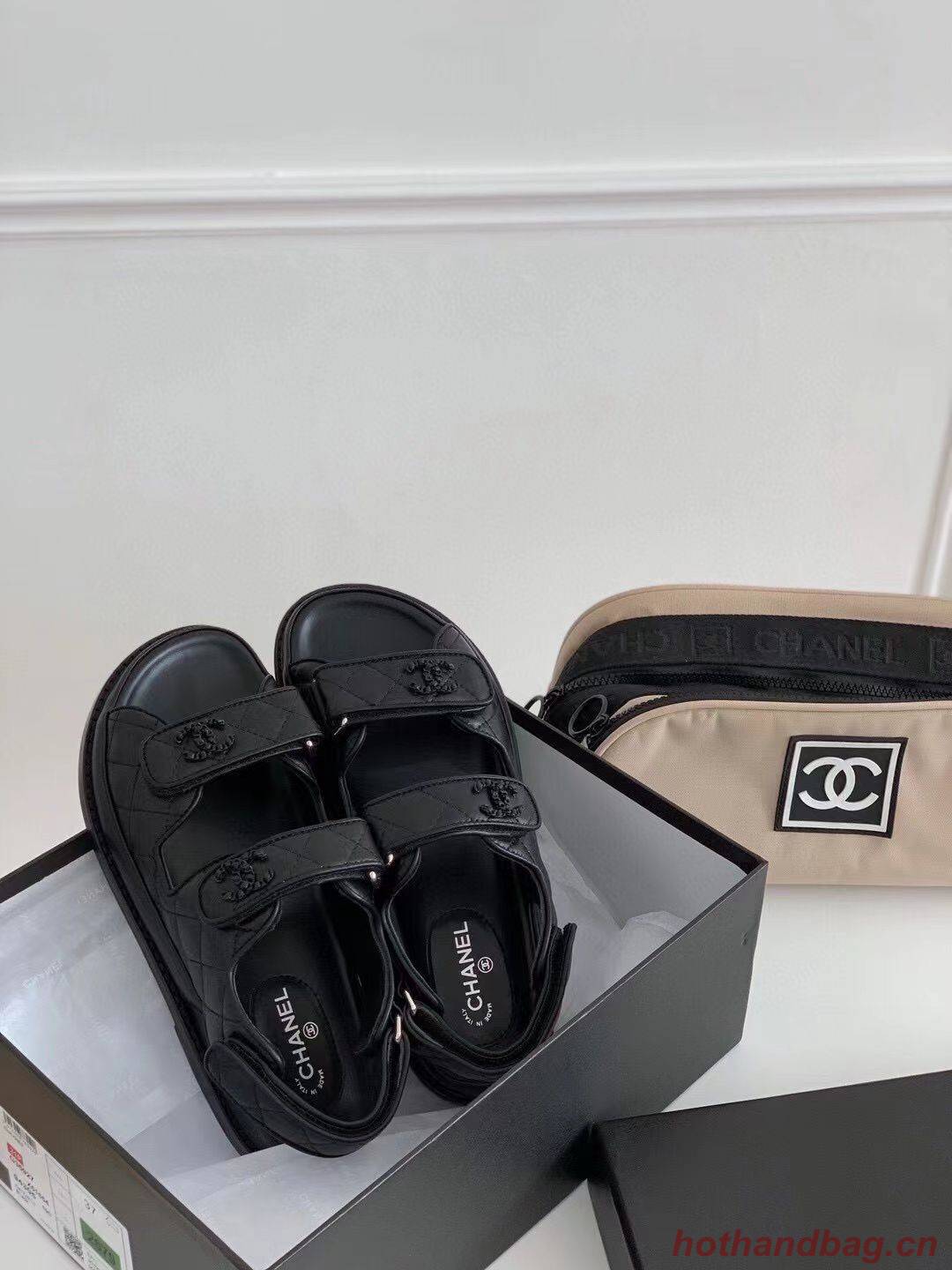 Chanel Smooth Original Leather Sandals C3597 Black