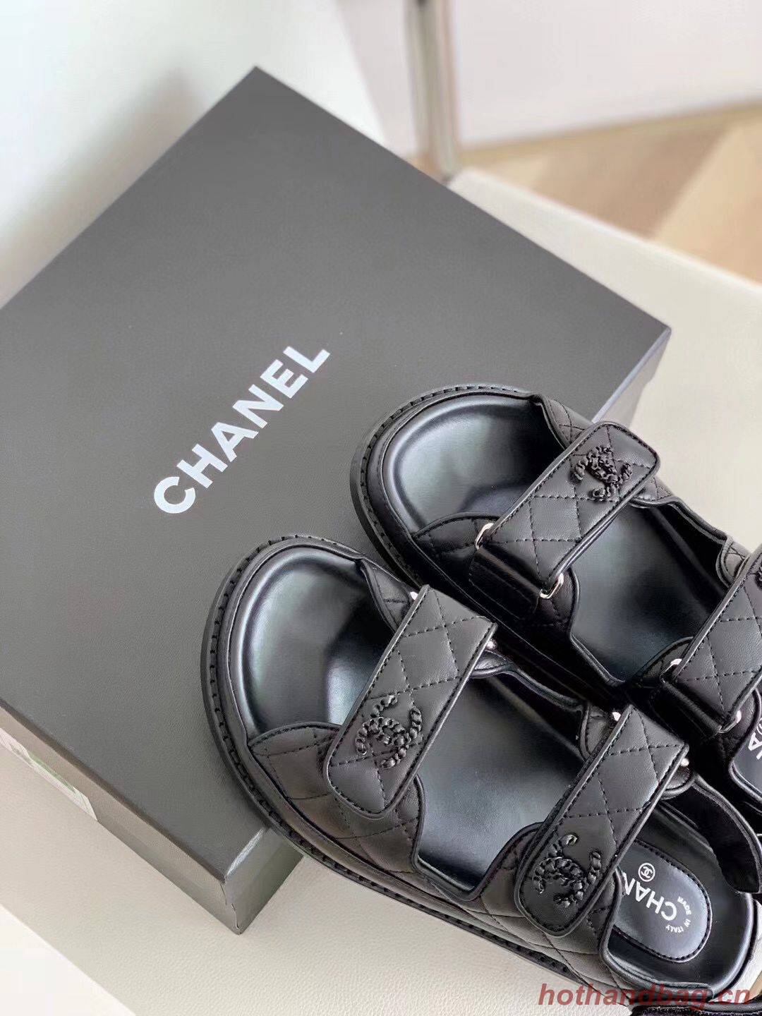 Chanel Smooth Original Leather Sandals C3597 Black