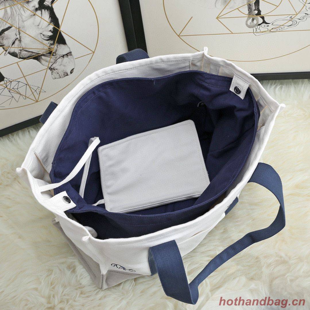 Hermes  Adada Nappy Canvas Shopping Bag H5635 Navy&White