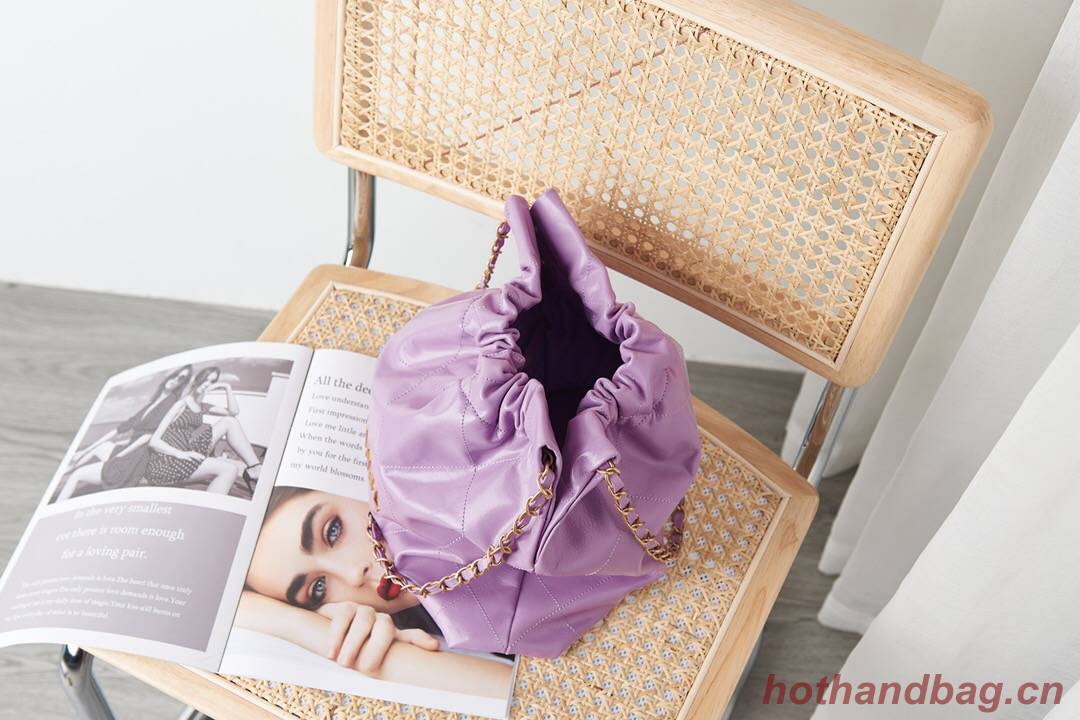 CHANEL 22 HANDBAG AS3260 Purple 