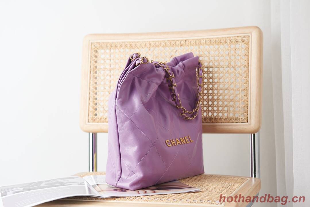 CHANEL 22 HANDBAG AS3260 Purple 