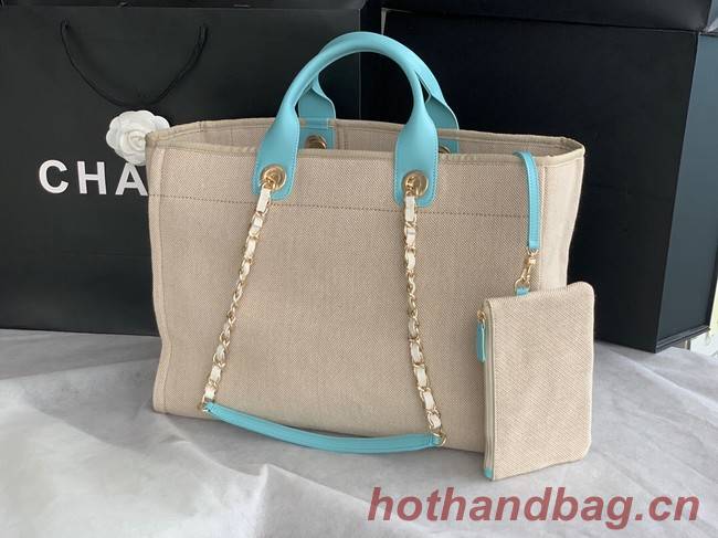 Chanel Canvas Tote Shopping Bag B66941 Beige&sky blue