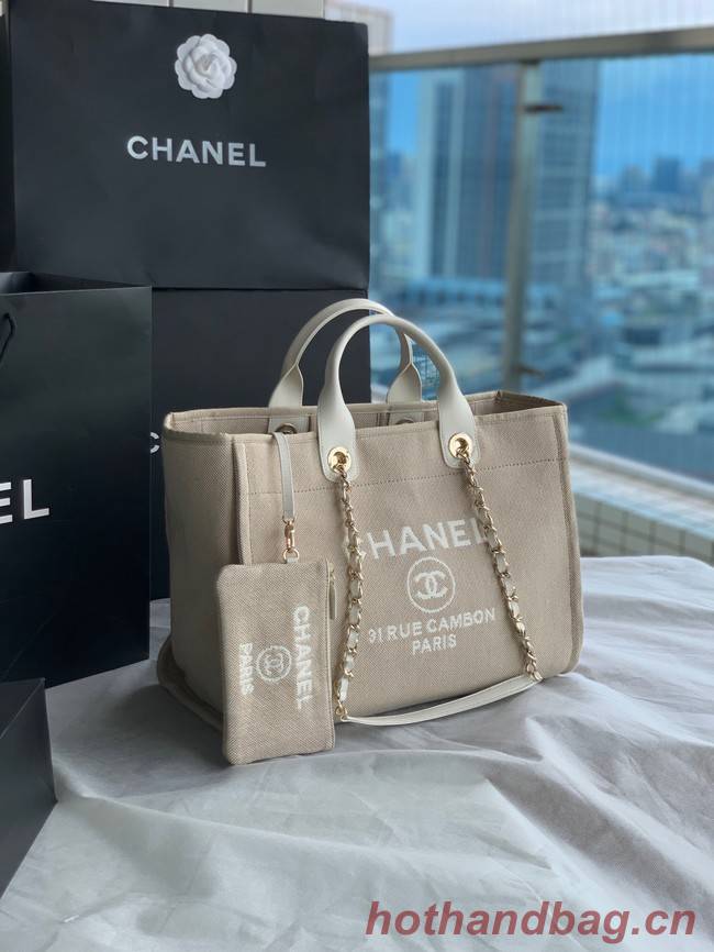 Chanel Canvas Tote Shopping Bag B66941 light gray