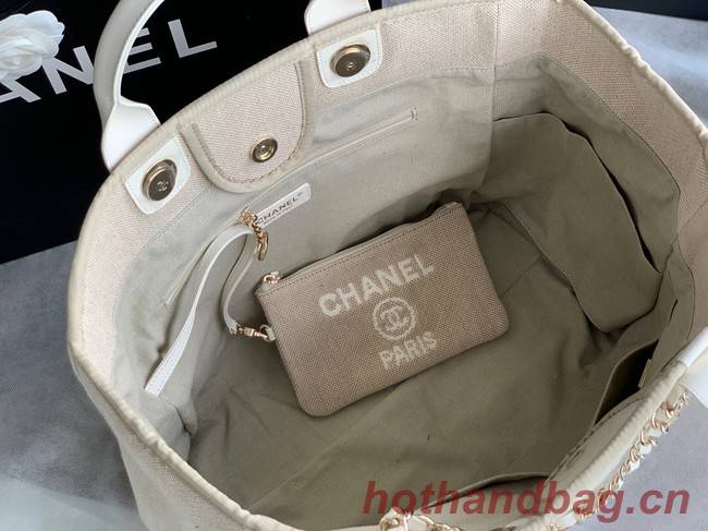 Chanel Canvas Tote Shopping Bag B66941 light gray