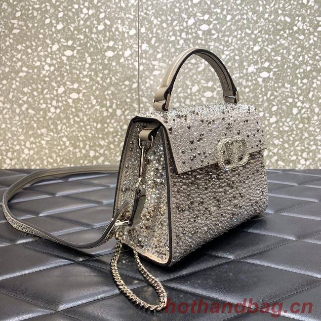 VALENTINO GARAVANI VSLING Shiny diamond Mini totebag XW2B0G9 Pearlescent grey