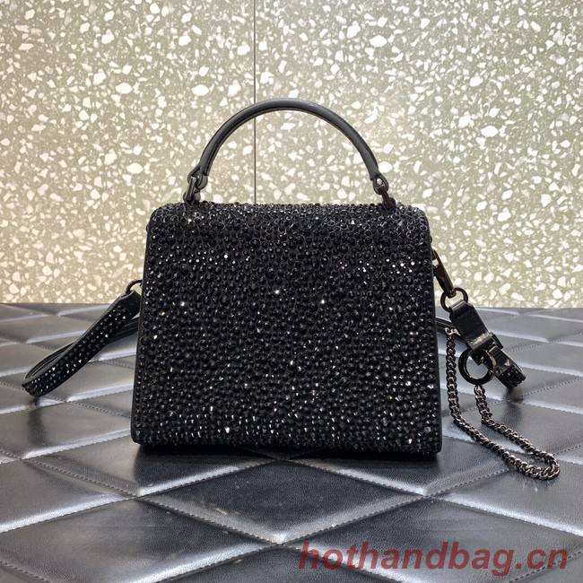 VALENTINO GARAVANI VSLING Shiny diamond Mini totebag XW2B0G9 Black