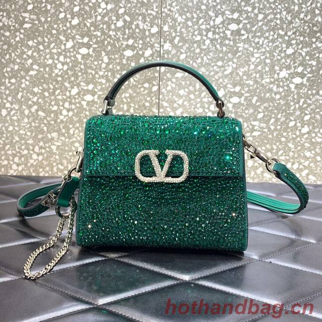 VALENTINO GARAVANI VSLING Shiny diamond Mini totebag XW2B0G9 green