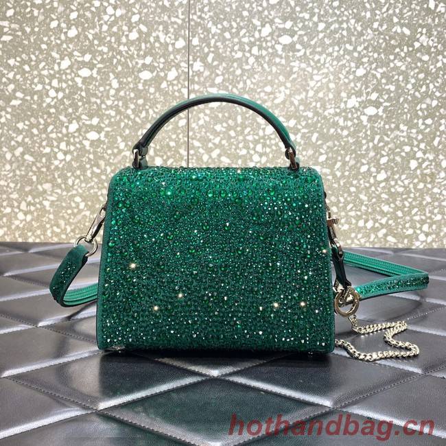 VALENTINO GARAVANI VSLING Shiny diamond Mini totebag XW2B0G9 green