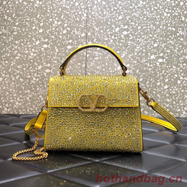 VALENTINO GARAVANI VSLING Shiny diamond Mini totebag XW2B0G9 yellow