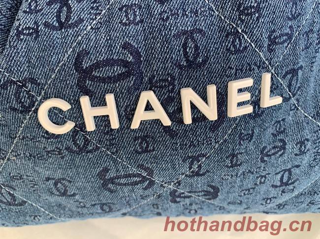 CHANEL 22 HANDBAG Denim AS3262 blue&white