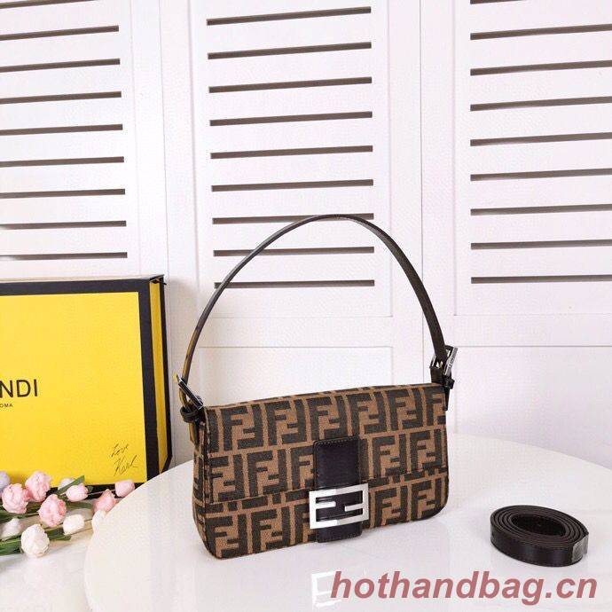 FENDI BAGUETTE fabric bag black 8BR011 Silver Hardware