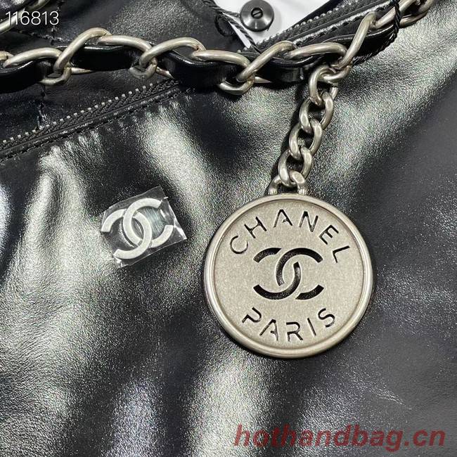 CHANEL 22 HANDBAG Shiny Calfskin & silver-Tone Metal AS3262 black