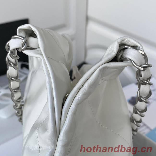 CHANEL 22 HANDBAG Calfskin & Silver-Tone Metal AS3261 white