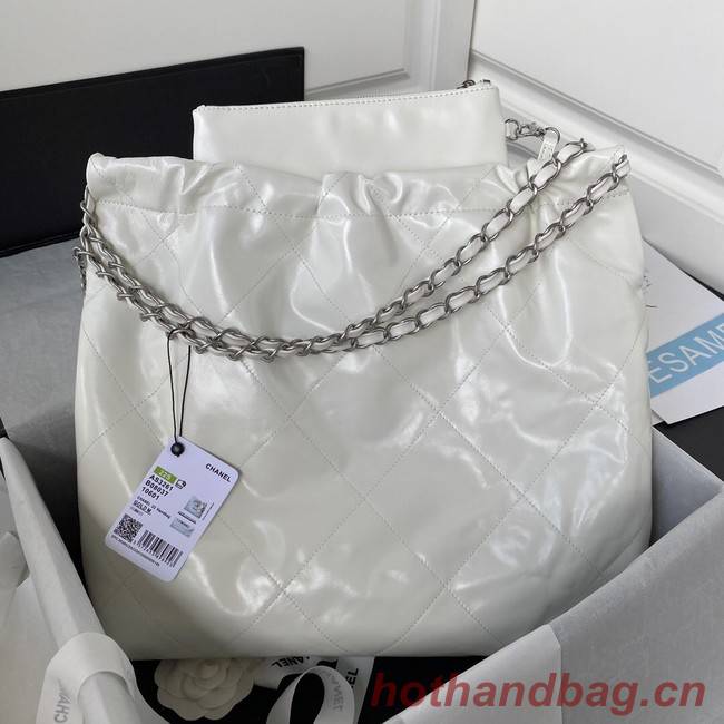 CHANEL 22 HANDBAG Calfskin & Silver-Tone Metal AS3261 white