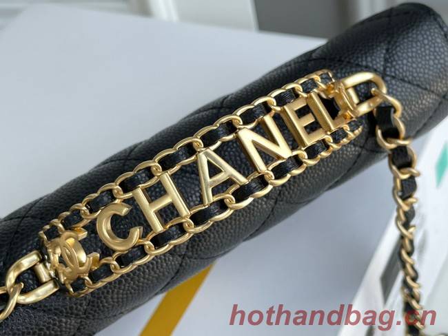 Chanel MINI FLAP BAG CLUTCH WITH CHAIN Gold-Tone Metal 22SS black