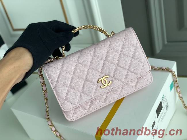 Chanel MINI FLAP BAG CLUTCH WITH CHAIN Gold-Tone Metal 22SS pink