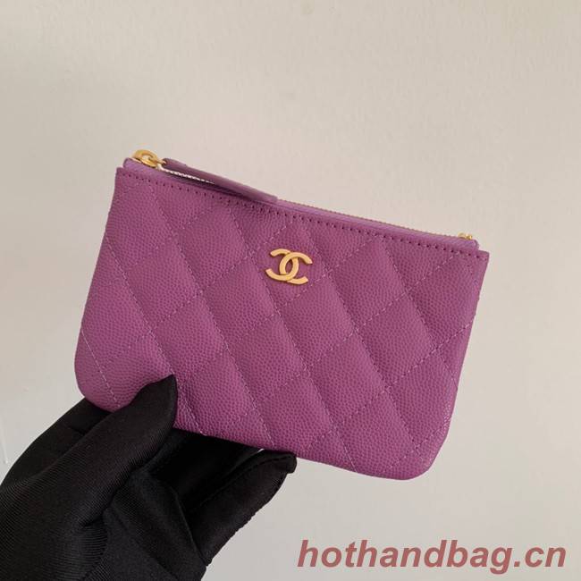 Chanel Calfskin Leather & Gold-Tone Metal A69271 Lavender