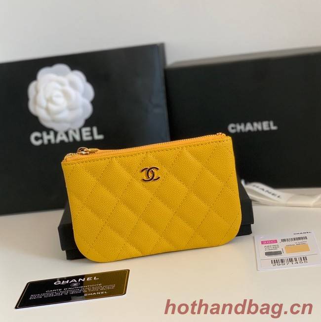 Chanel Calfskin Leather & Gold-Tone Metal A69271 yellow