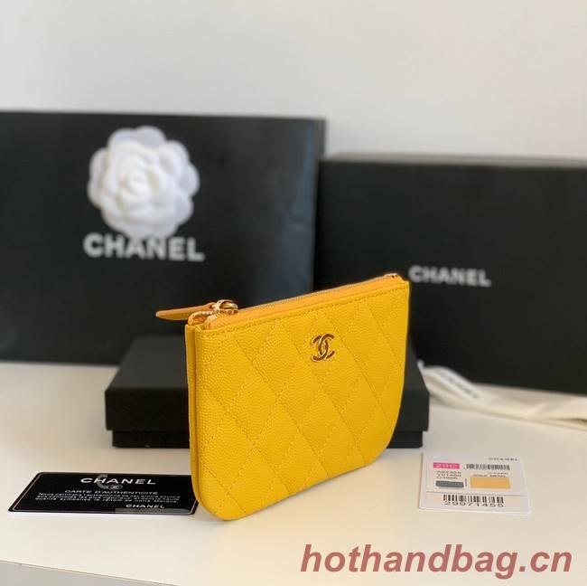 Chanel Calfskin Leather & Gold-Tone Metal A69271 yellow