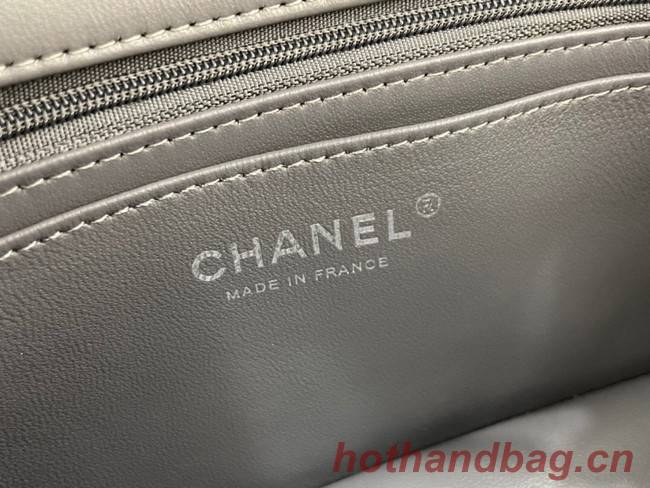 Chanel Classic Flap Bag Original Sheepskin Leather A1116 dark gray&silver-Tone Metal