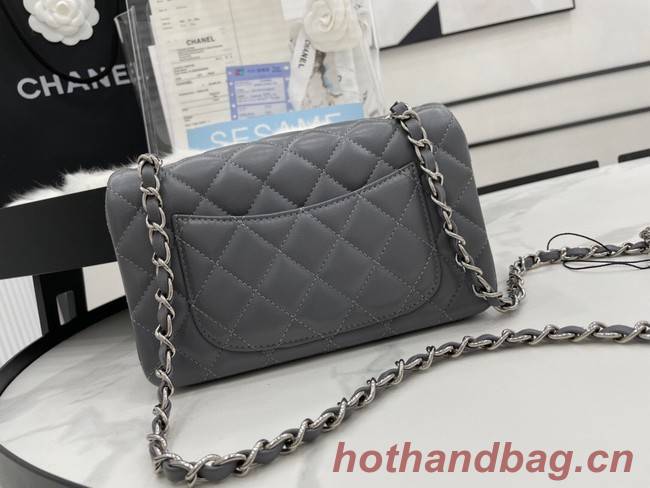 Chanel Classic Flap Bag Original Sheepskin Leather A1116 dark gray&silver-Tone Metal