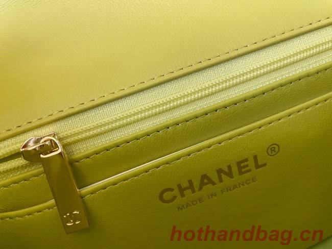 Chanel Classic Flap Bag Original Sheepskin Leather A1116 lemon&Gold-Tone Metal