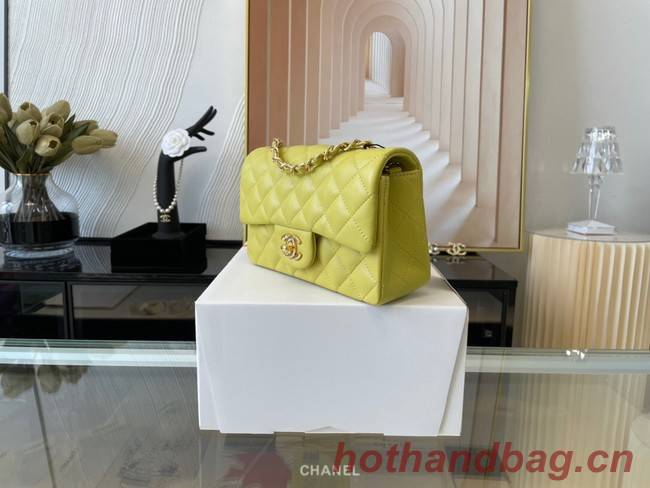 Chanel Classic Flap Bag Original Sheepskin Leather A1116 lemon&Gold-Tone Metal