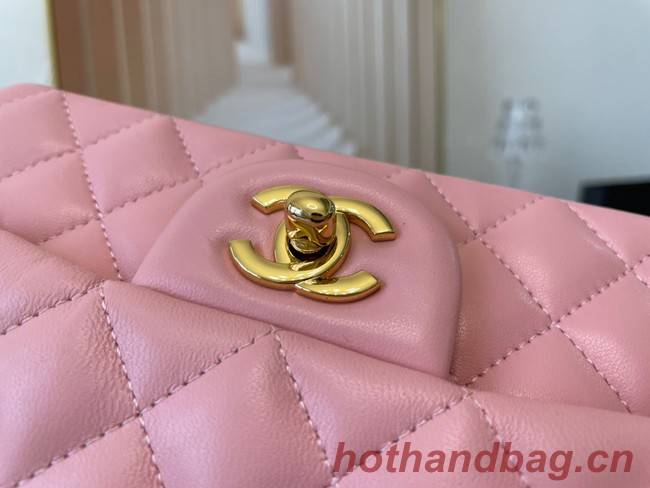 Chanel mini Classic Flap Bag Original Sheepskin Leather A1116 pink&Gold-Tone Metal