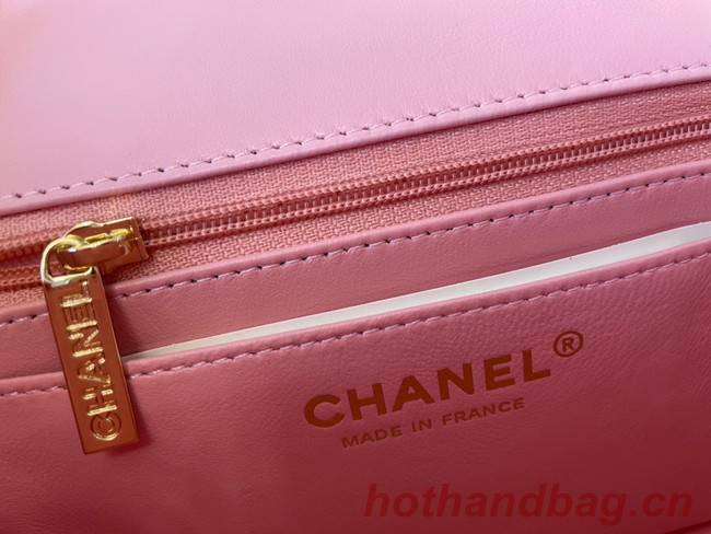 Chanel mini Classic Flap Bag Original Sheepskin Leather A1116 pink&Gold-Tone Metal