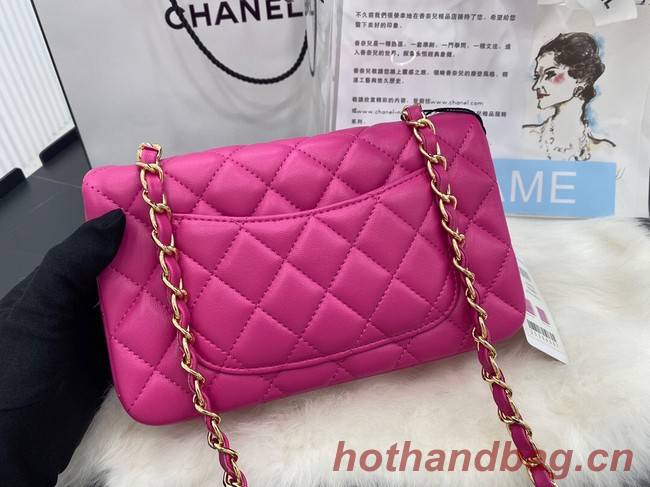 Chanel mini Classic Flap Bag Original Sheepskin Leather A1116 rose&Gold-Tone Metal