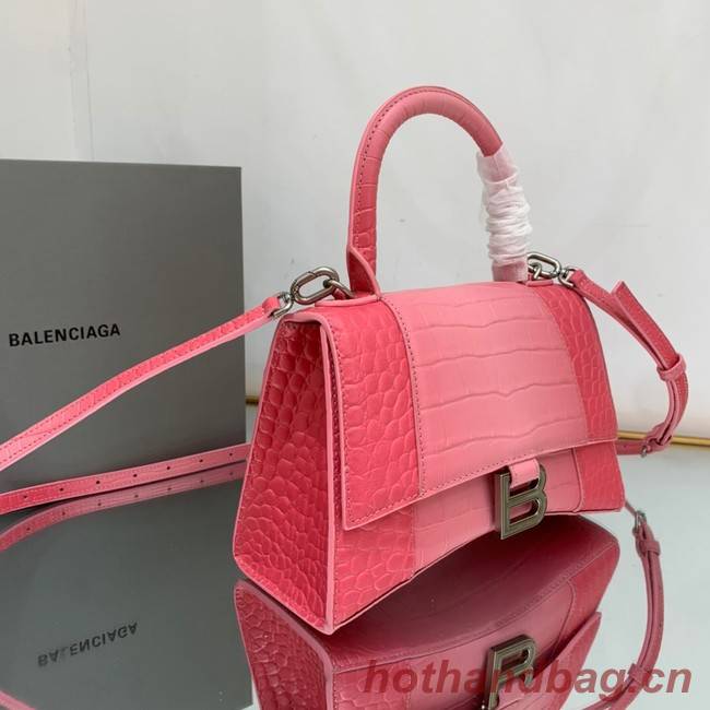 Balenciaga HOURGLASS SMALL HANDBAG EMBOSSED CALFSKIN 59354 pink