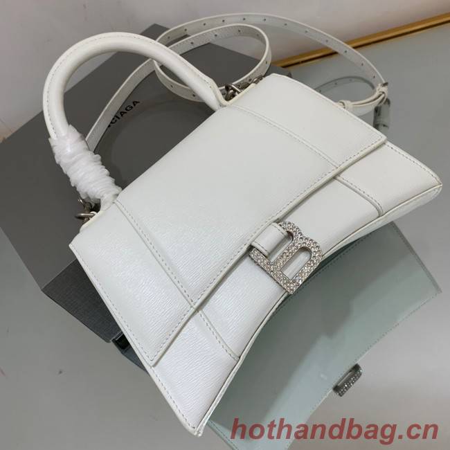 Balenciaga HOURGLASS SMALL TOP HANDLE BAG 592834 WHITE&Silver