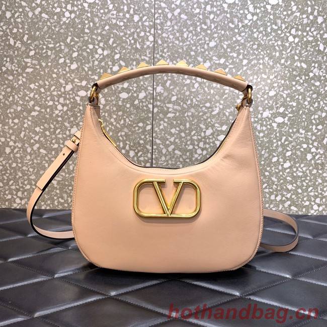 VALENTINO GARAVANI STUD SIGN Calf Leather Hobo bag 1W2B0K69 pink