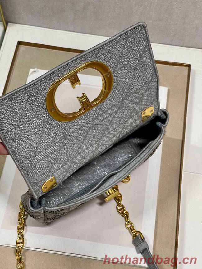 SMALL DIOR CARO BAG Macrocannage Tweed Embroidery M9241 GRAY