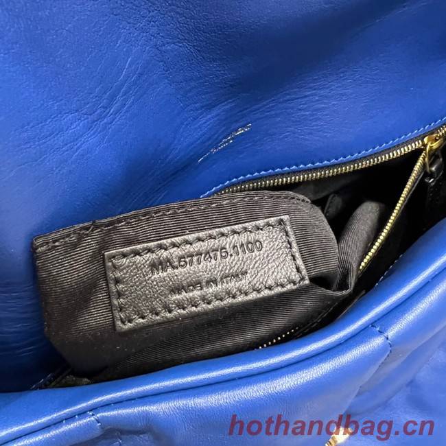 Yves Saint Laurent LOULOU PUFFER MEDIUM BAG IN QUILTED CRINKLED MATTE LEATHER Y577475 Electro optic blue