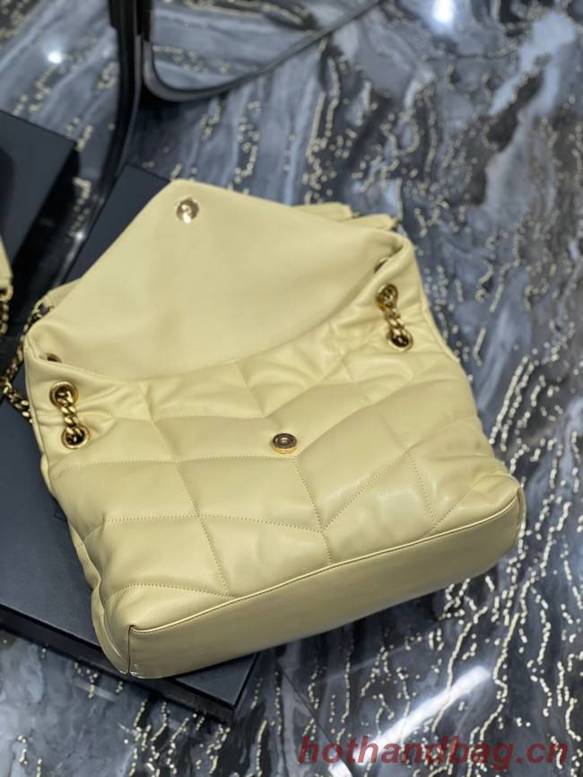 Yves Saint Laurent LOULOU PUFFER MEDIUM BAG IN QUILTED CRINKLED MATTE LEATHER Y577475 yellow