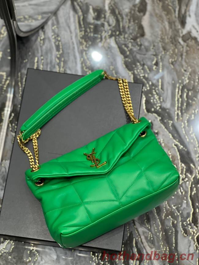 Yves Saint Laurent PUFFER SMALL CHAIN BAG IN QUILTED LAMBSKIN 5774761 EMERALD GREEN