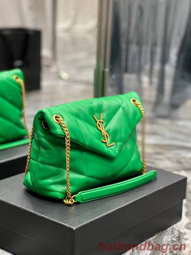 Yves Saint Laurent PUFFER SMALL CHAIN BAG IN QUILTED LAMBSKIN 5774761 EMERALD GREEN