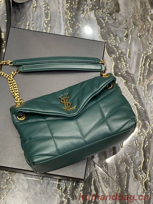 Yves Saint Laurent PUFFER SMALL CHAIN BAG IN QUILTED LAMBSKIN 5774761 blackish green