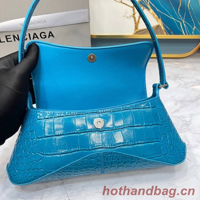 Balenciaga LINDSAY CROCODILE EMBOSSED SMALL SHOULDER BAG WITH STRAP 6009 blue