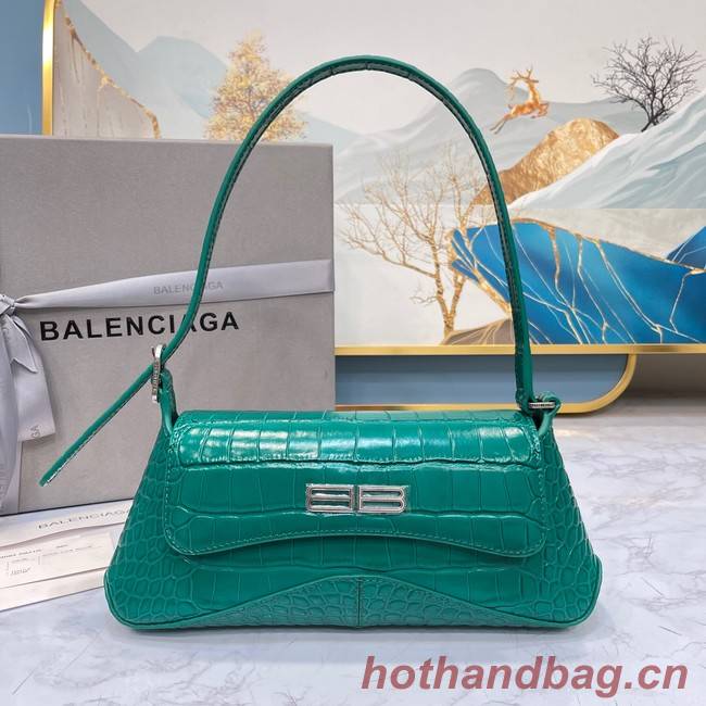 Balenciaga LINDSAY CROCODILE EMBOSSED SMALL SHOULDER BAG WITH STRAP 6009 green