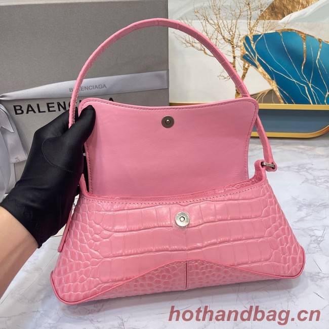 Balenciaga LINDSAY CROCODILE EMBOSSED SMALL SHOULDER BAG WITH STRAP 6009 pink