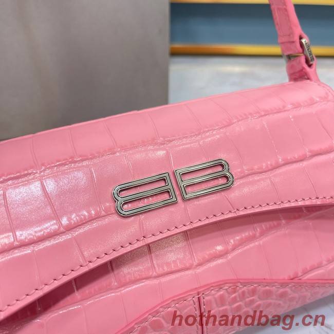 Balenciaga LINDSAY CROCODILE EMBOSSED SMALL SHOULDER BAG WITH STRAP 6009 pink