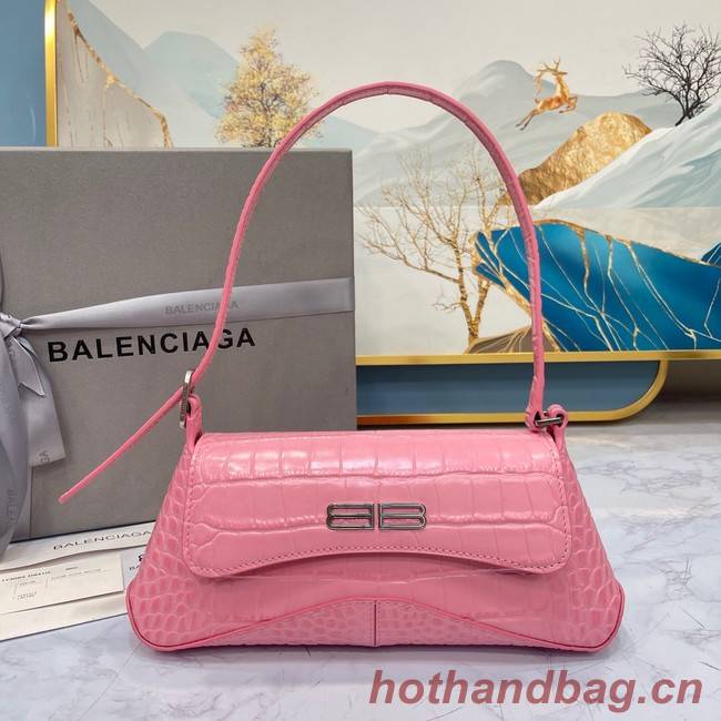 Balenciaga LINDSAY CROCODILE EMBOSSED SMALL SHOULDER BAG WITH STRAP 6009 pink