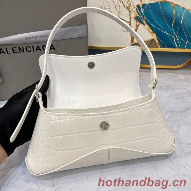 Balenciaga LINDSAY CROCODILE EMBOSSED SMALL SHOULDER BAG WITH STRAP 6009 white