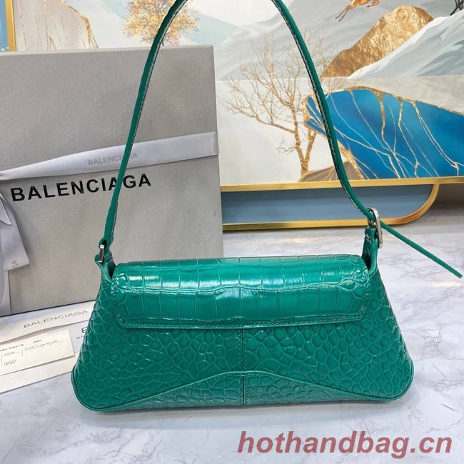 Balenciaga LINDSAY CROCODILE EMBOSSED SMALL SHOULDER BAG WITH STRAP 6009 green